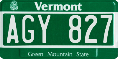 VT license plate AGY827