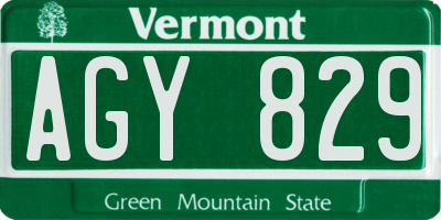VT license plate AGY829