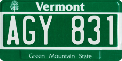 VT license plate AGY831