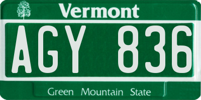 VT license plate AGY836