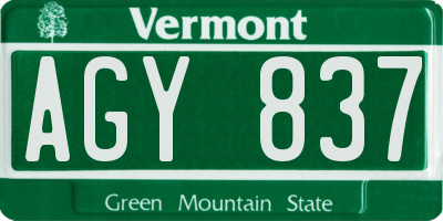 VT license plate AGY837
