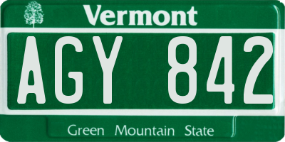 VT license plate AGY842