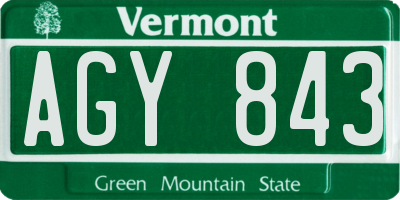 VT license plate AGY843