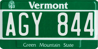VT license plate AGY844