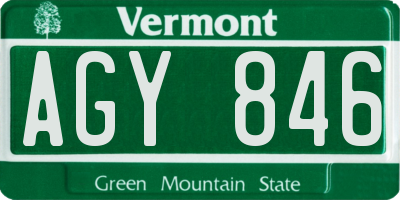VT license plate AGY846