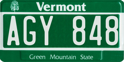 VT license plate AGY848