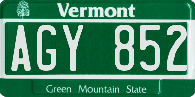 VT license plate AGY852