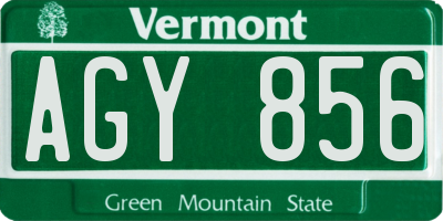 VT license plate AGY856