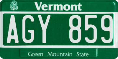 VT license plate AGY859