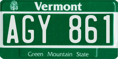 VT license plate AGY861