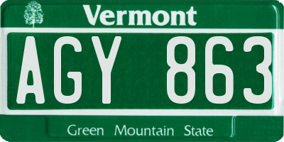 VT license plate AGY863