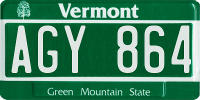 VT license plate AGY864