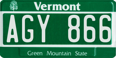 VT license plate AGY866