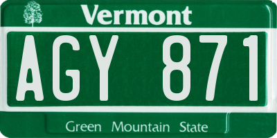 VT license plate AGY871