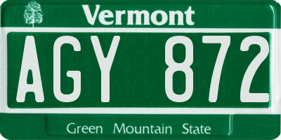 VT license plate AGY872