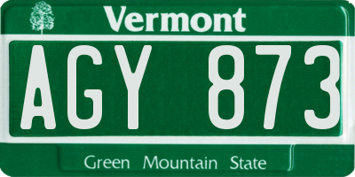 VT license plate AGY873