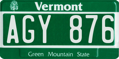 VT license plate AGY876