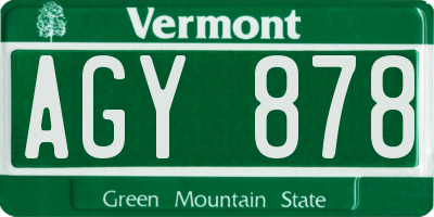 VT license plate AGY878