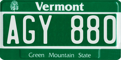 VT license plate AGY880