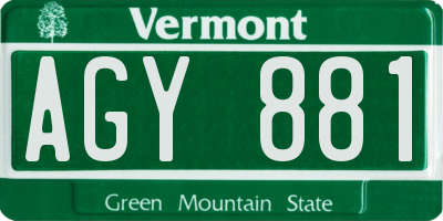 VT license plate AGY881