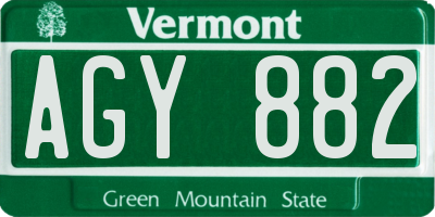 VT license plate AGY882
