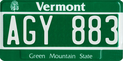 VT license plate AGY883