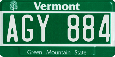 VT license plate AGY884