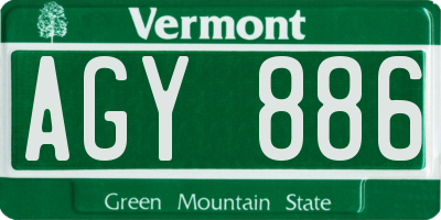 VT license plate AGY886