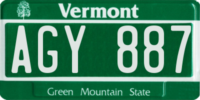 VT license plate AGY887