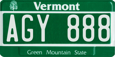 VT license plate AGY888