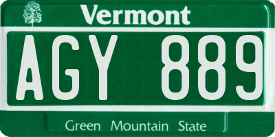 VT license plate AGY889