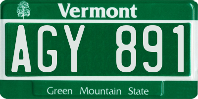 VT license plate AGY891
