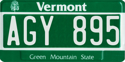 VT license plate AGY895