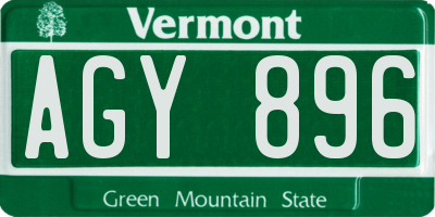 VT license plate AGY896