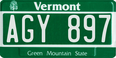VT license plate AGY897