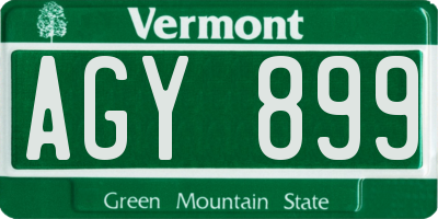 VT license plate AGY899