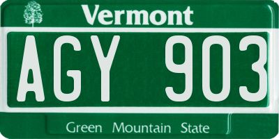 VT license plate AGY903