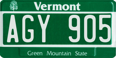 VT license plate AGY905
