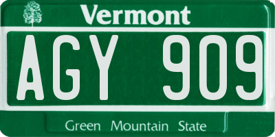 VT license plate AGY909