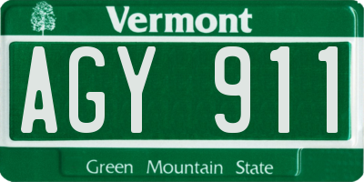 VT license plate AGY911