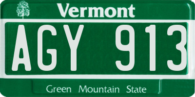 VT license plate AGY913