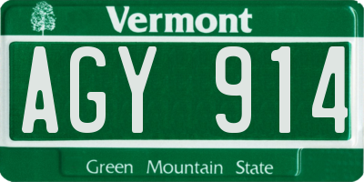 VT license plate AGY914