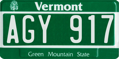 VT license plate AGY917