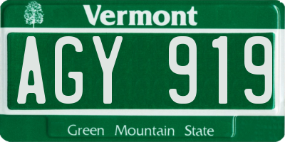 VT license plate AGY919