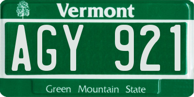 VT license plate AGY921