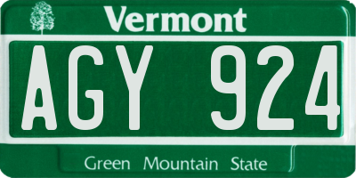 VT license plate AGY924