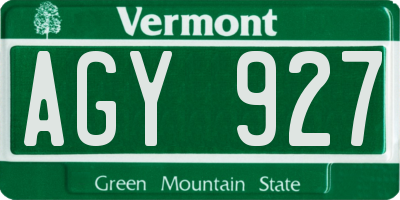 VT license plate AGY927