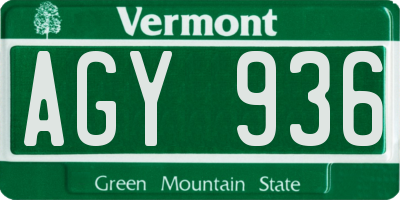 VT license plate AGY936