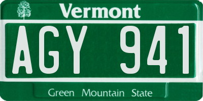 VT license plate AGY941