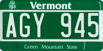 VT license plate AGY945